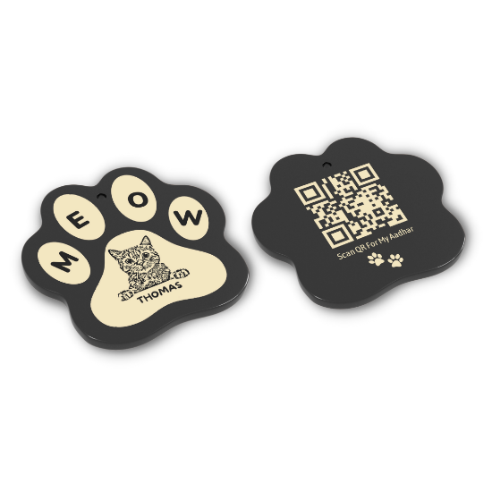 Paw Shaped Dog QR Tag Close View