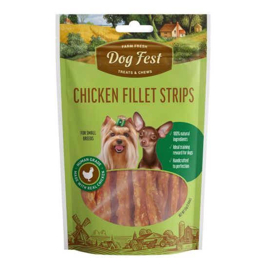 Dogfest Small Dog Treat Chicken Fillet Strips Packet View