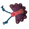 Front View of Peacock Shaped Leather Dog Toy