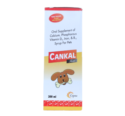 Package front view of Cankal Forte LIQ – Calcium & Multivitamin Supplement for Puppies and Dogs